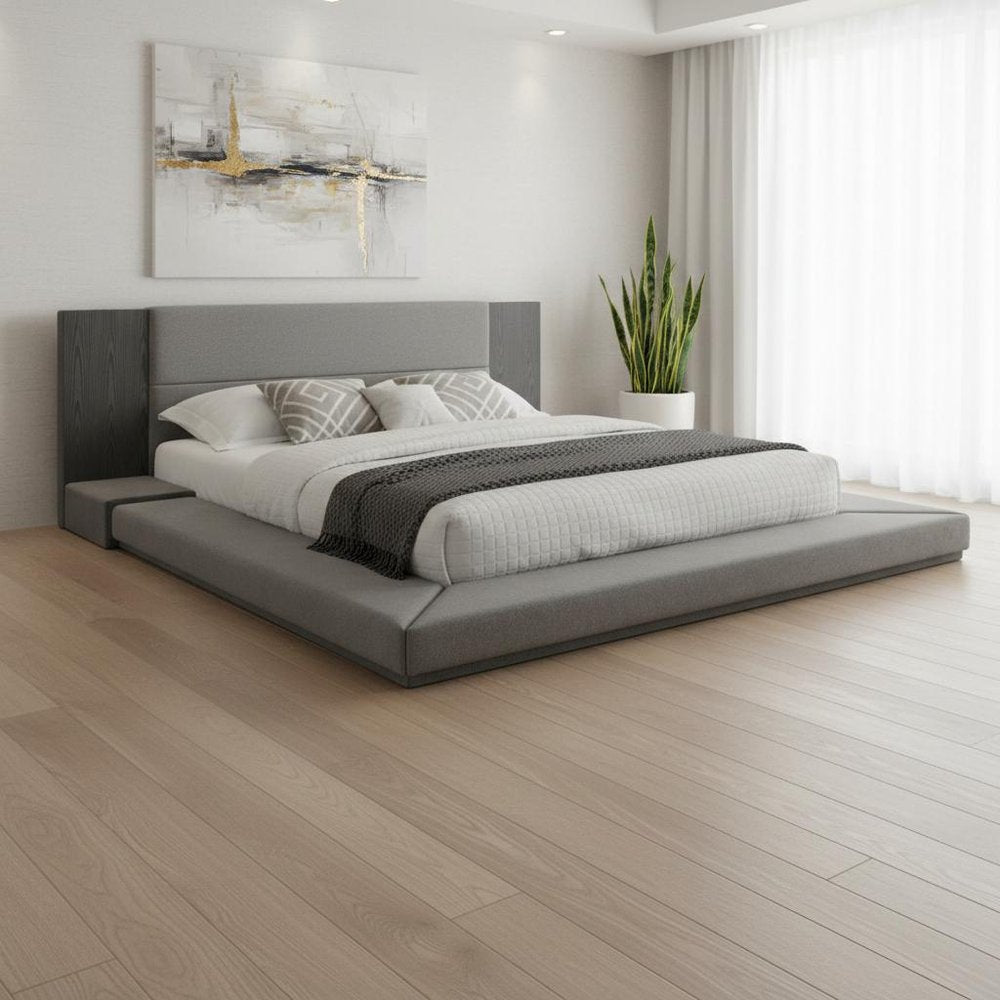 Dark Gray Upholstered King Bed Frame — view 4