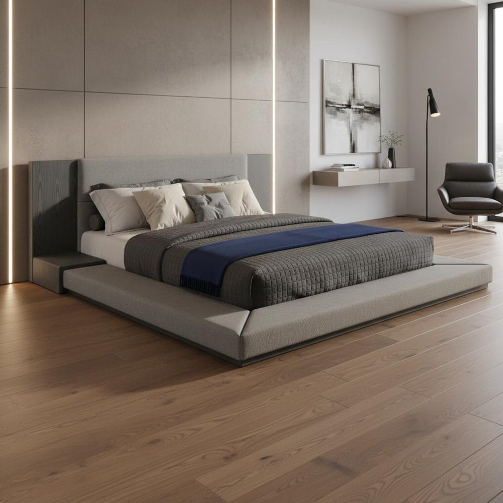 Gray Upholstered California King Bed Frame HomeRoots