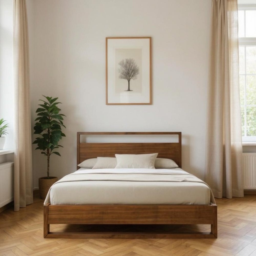 Brown Wood Queen Bed Frame HomeRoots
