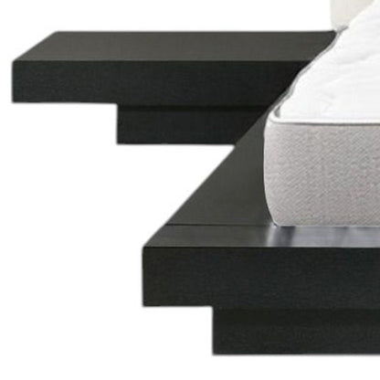 Black and White Solid Wood And Faux Leather Queen Bed Frame HomeRoots