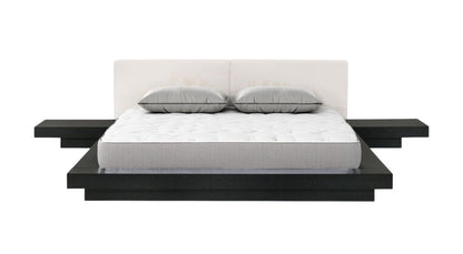 Black and White Solid Wood And Faux Leather Queen Bed Frame HomeRoots