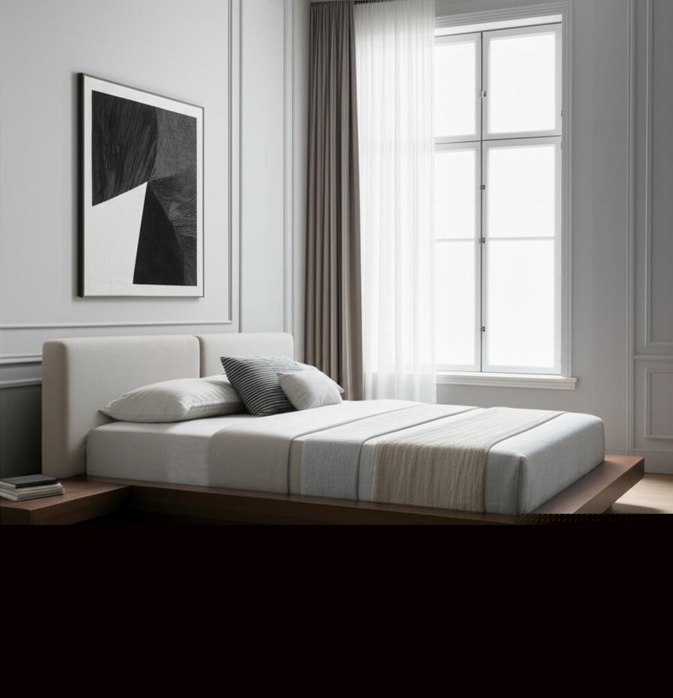 Gray and Walnut Wood And Faux Leather Queen Bed Frame With Attached Nightstands HomeRoots