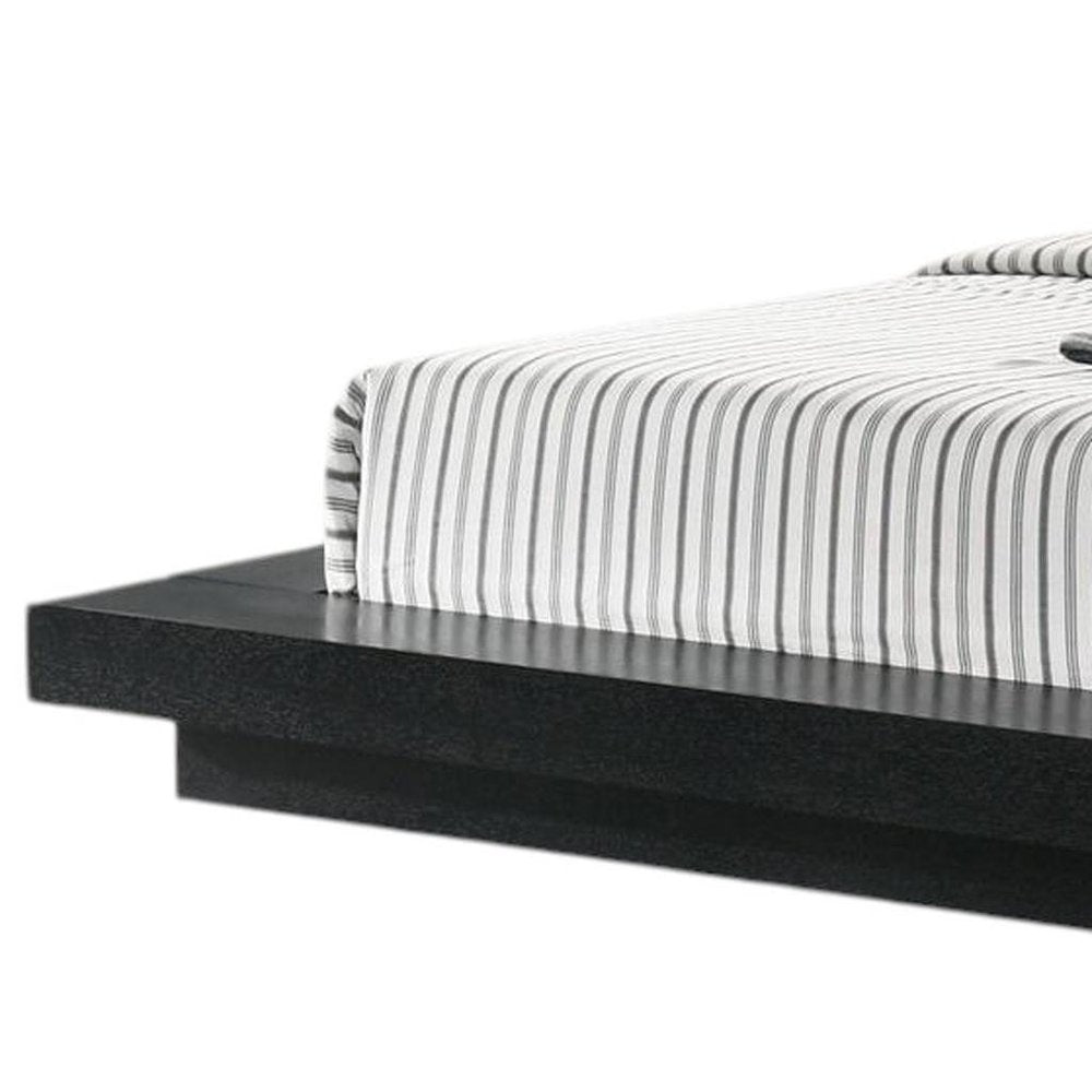 Black and Gray Wood And Faux Leather Queen Bed Frame With Attached Nightstands — view 3