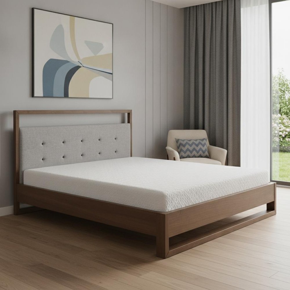 Brown and Gray Wood Tufted Upholstered Queen Bed Frame HomeRoots