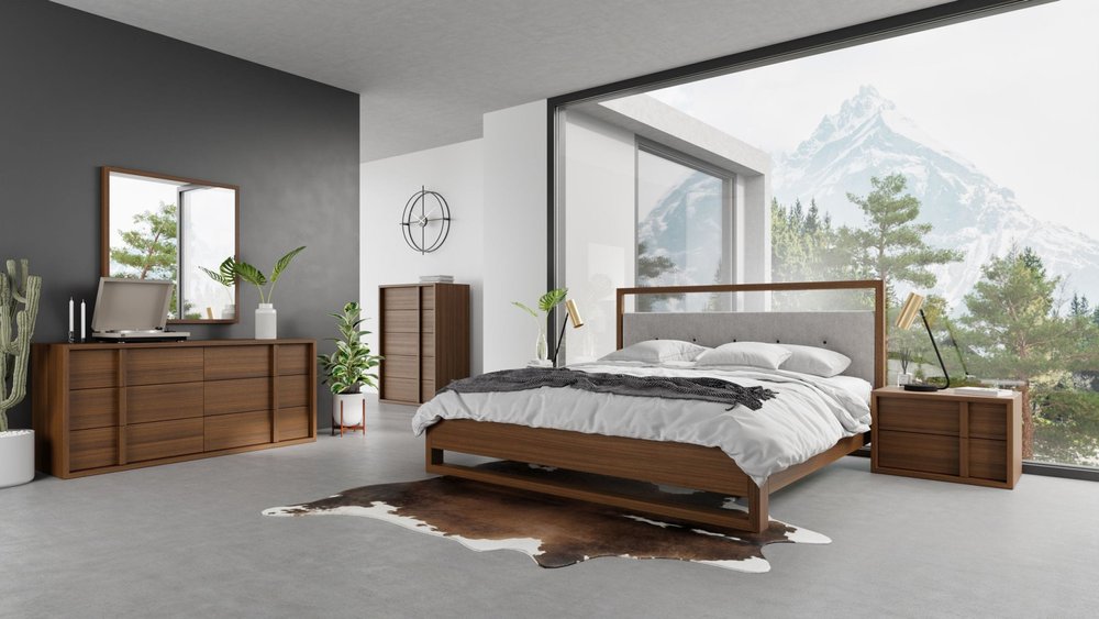 Brown and Gray Wood Tufted Upholstered King Bed Frame HomeRoots