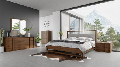 Brown and Gray Wood Tufted Upholstered King Bed Frame HomeRoots