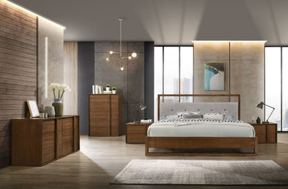 Brown and Gray Wood Tufted Upholstered King Bed Frame HomeRoots