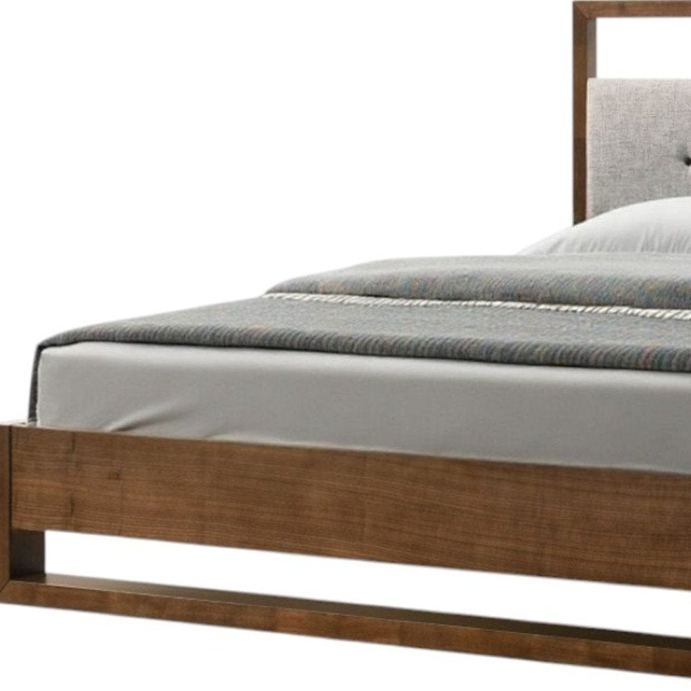 Brown and Gray Wood Tufted Upholstered King Bed Frame HomeRoots