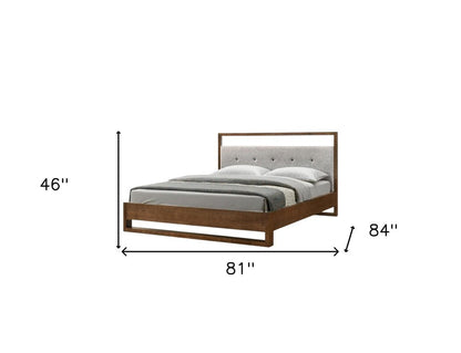 Brown and Gray Wood Tufted Upholstered King Bed Frame HomeRoots