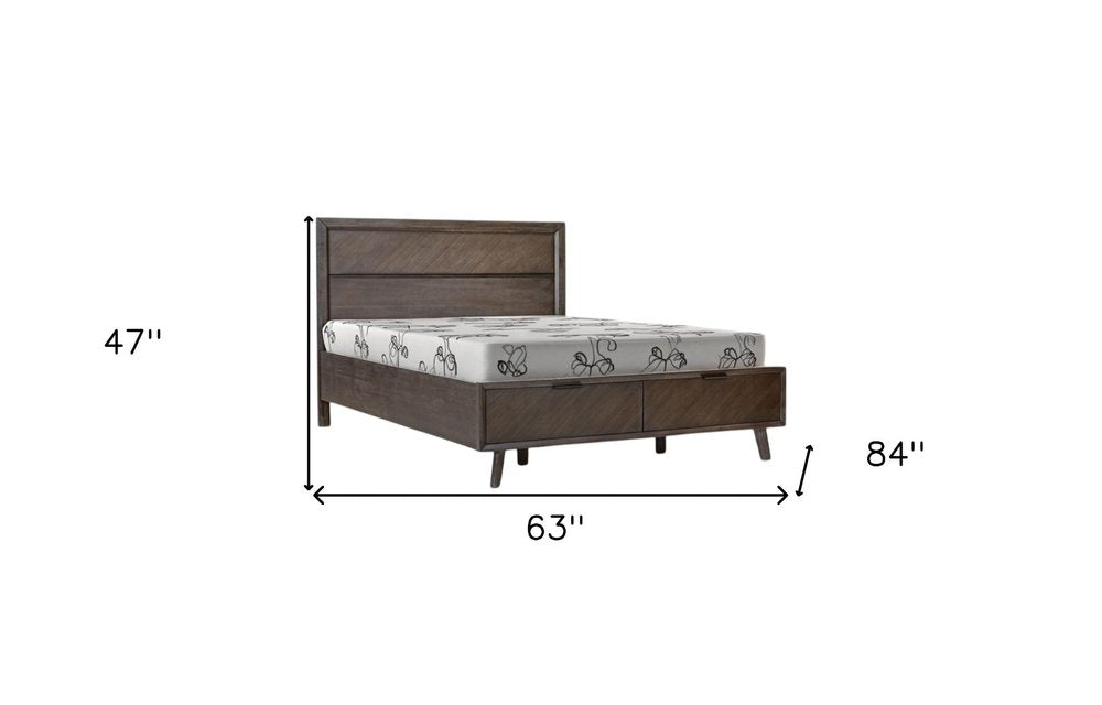 Dark Brown Solid Wood Queen With Two Drawers Bed Frame HomeRoots