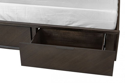 Dark Brown Solid Wood Queen With Two Drawers Bed Frame HomeRoots