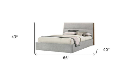 Brown and Gray Wood Upholstered Queen Bed Frame HomeRoots