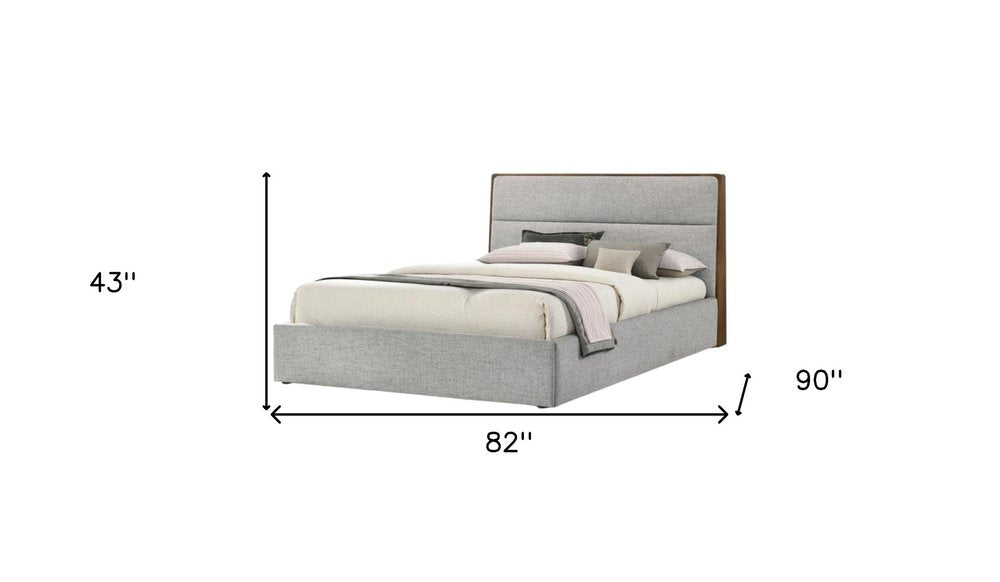 Brown and Gray Wood Upholstered King Bed Frame HomeRoots