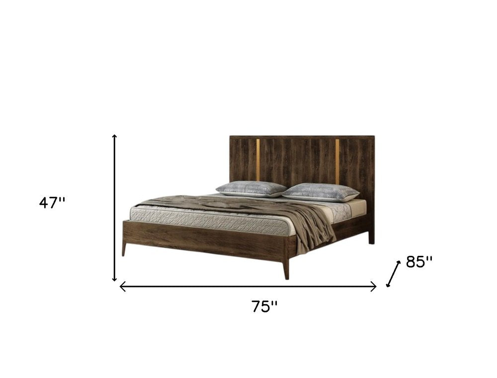 Brown and Gold Wood King Bed Frame HomeRoots