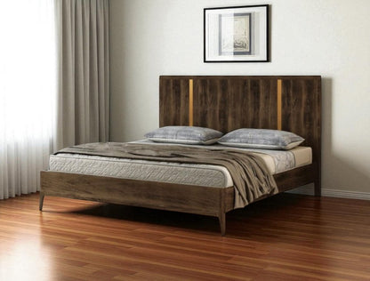 Brown and Gold Wood King Bed Frame HomeRoots