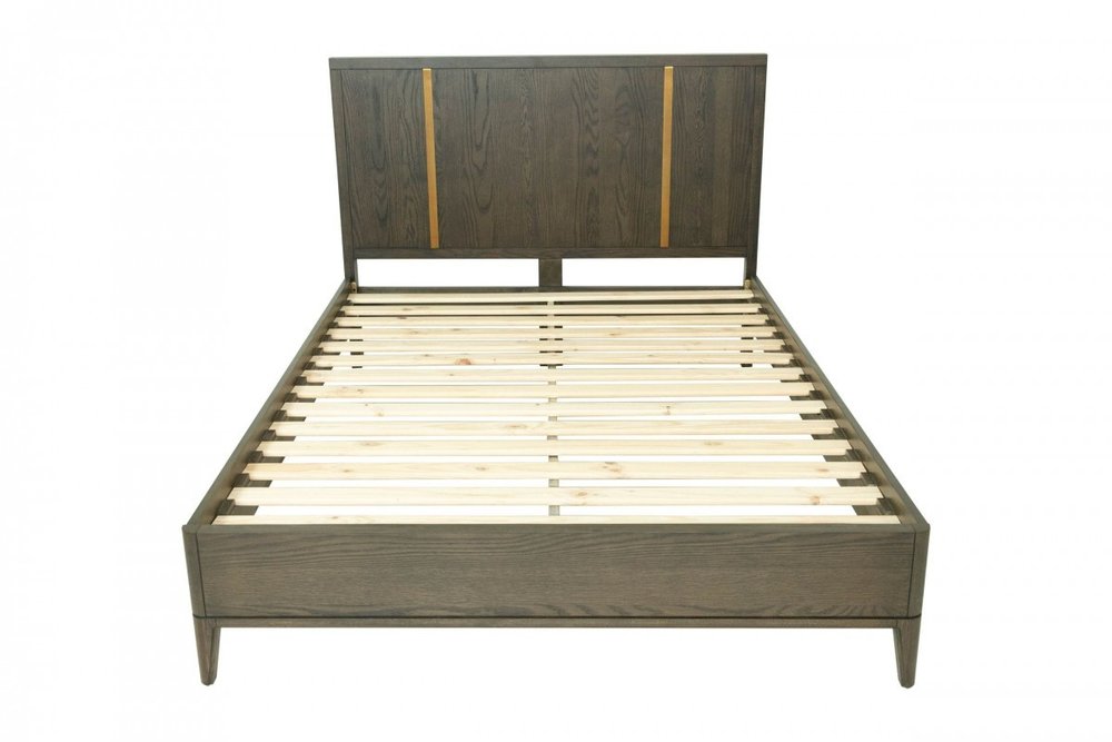 Brown and Gold Wood King Bed Frame HomeRoots