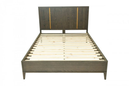 Brown and Gold Wood King Bed Frame HomeRoots