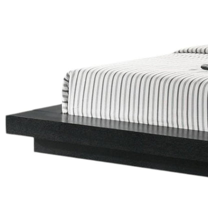 Black and Gray Wood And Faux Leather King Bed Frame With Attached Nightstands HomeRoots