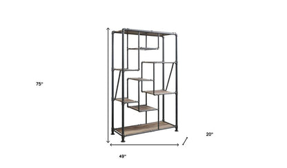 Gray And Brown Metal Eight Tier Bookcase HomeRoots