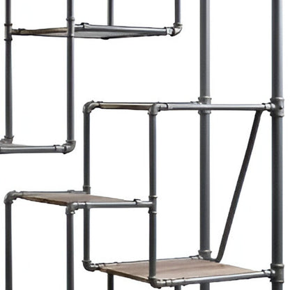 Gray And Brown Metal Eight Tier Bookcase HomeRoots