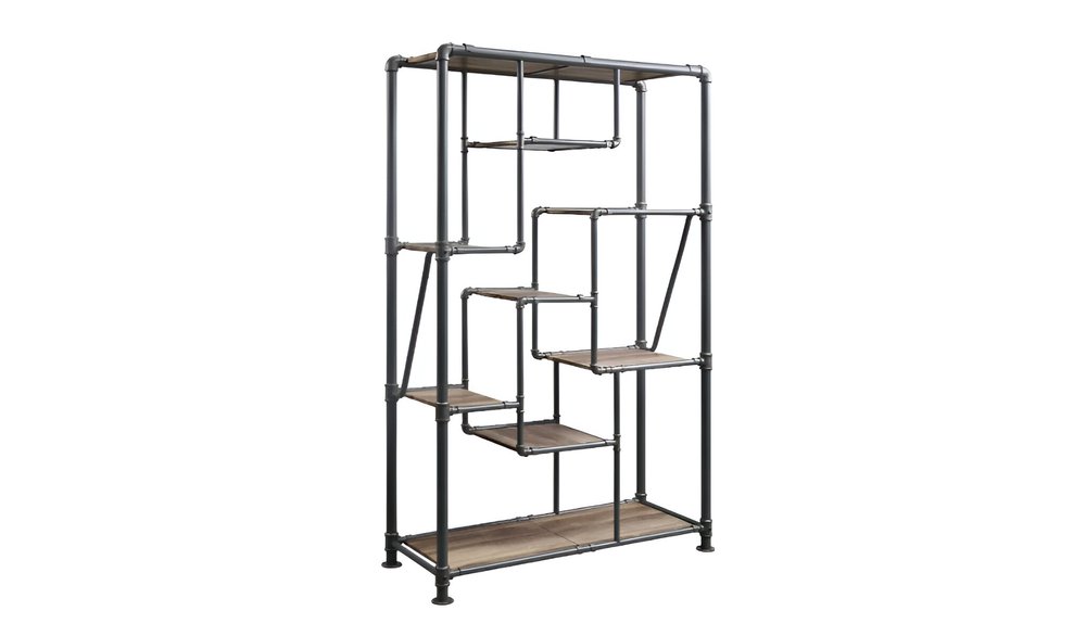 Gray And Brown Metal Eight Tier Bookcase HomeRoots