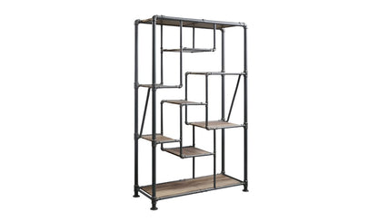 Gray And Brown Metal Eight Tier Bookcase HomeRoots