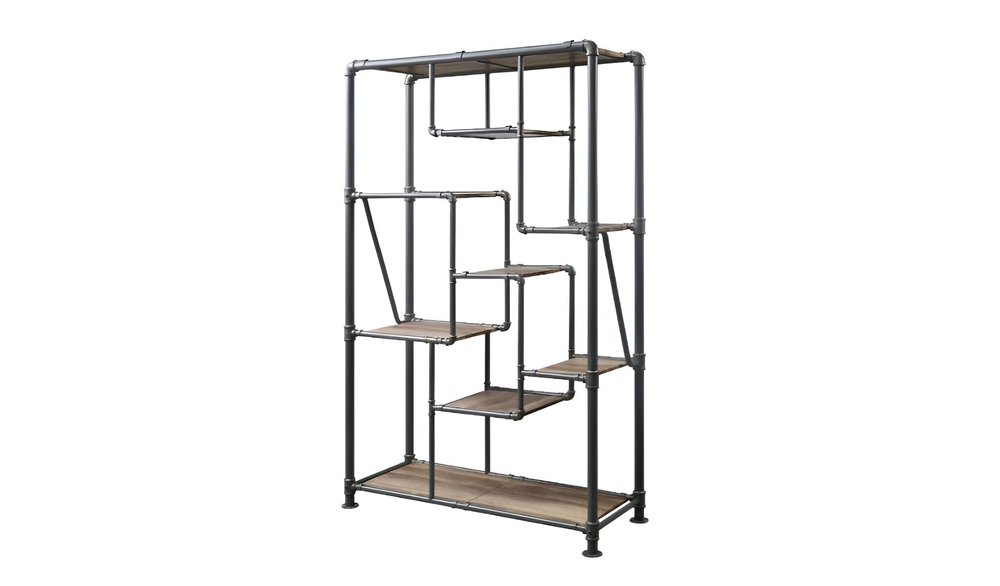 Gray And Brown Metal Eight Tier Bookcase HomeRoots