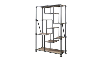 Gray And Brown Metal Eight Tier Bookcase HomeRoots
