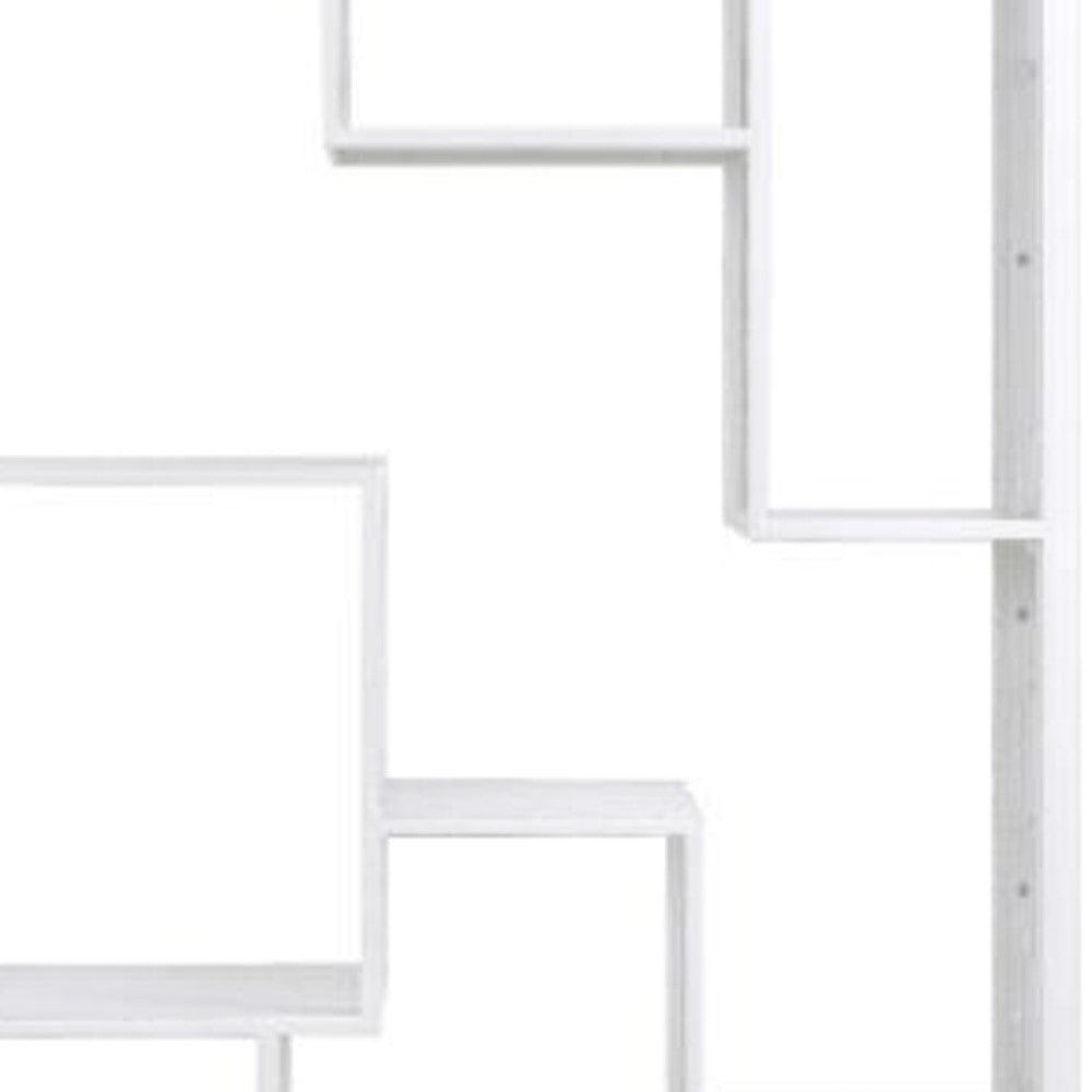 75" White Composite Zig Zag Multi Tier Bookcase - FurniFindUSA