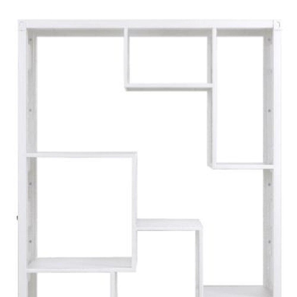 75" White Composite Zig Zag Multi Tier Bookcase - FurniFindUSA