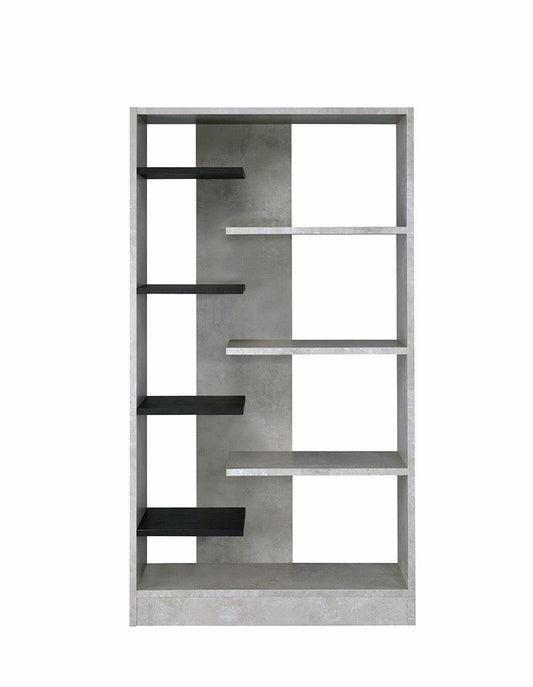 77" Gray and Black Eight Tier Etagere Bookcase - FurniFindUSA