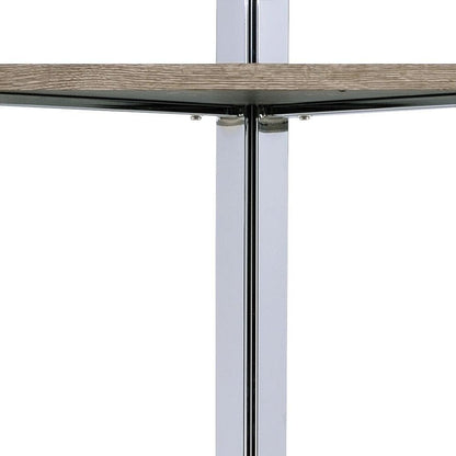 72" Natural And Silver Metal and Wood Four Tier Etagere Bookcase HomeRoots