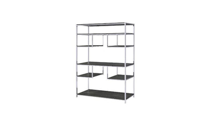 Gray And Silver Metal Seven Tier Geometric Bookcase HomeRoots
