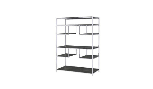 Gray And Silver Metal Seven Tier Geometric Bookcase HomeRoots