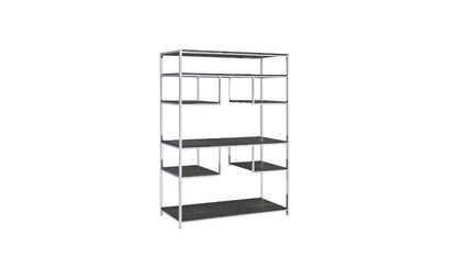 Gray And Silver Metal Seven Tier Geometric Bookcase