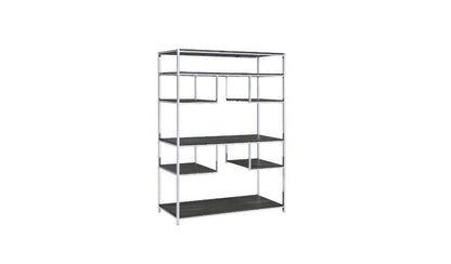 Gray And Silver Metal Seven Tier Geometric Bookcase HomeRoots