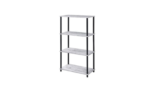 44" Antiqued White Metal Four Tier Etagere Bookcase - FurniFindUSA