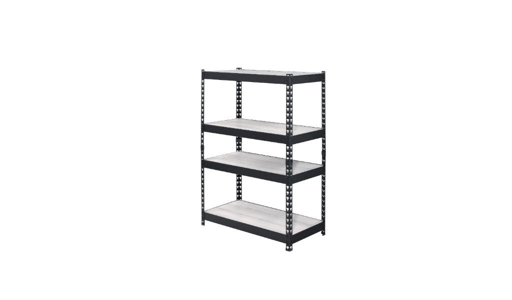 48" Brown and Black Metal Adjustable Four Tier Bookcase - FurniFindUSA