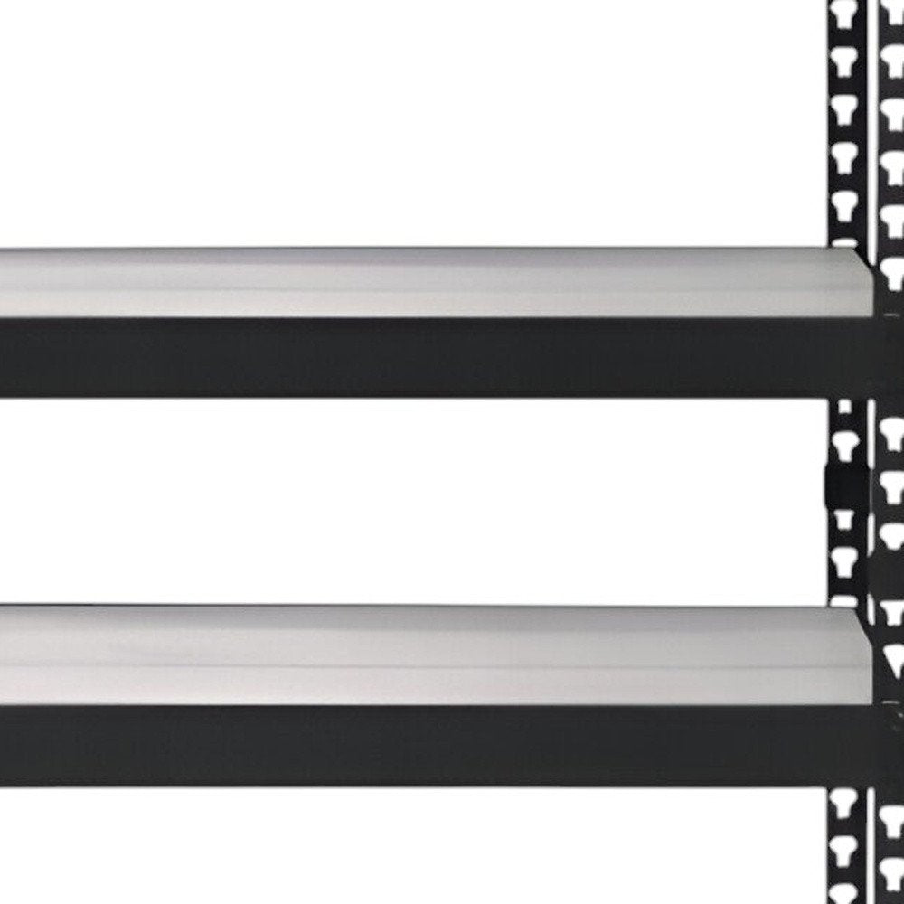 48" Black And Natural Metal and Wood Adjustable Four Tier Bookcase HomeRoots