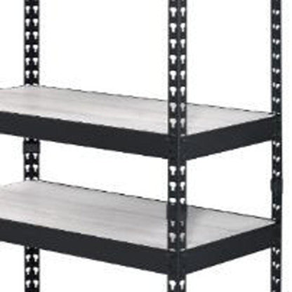 48" Brown and Black Metal Adjustable Four Tier Bookcase - FurniFindUSA