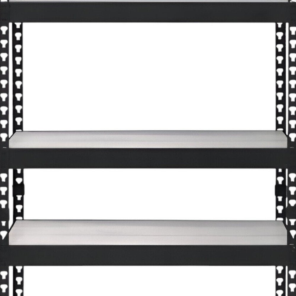 48" Black And Natural Metal and Wood Adjustable Four Tier Bookcase HomeRoots