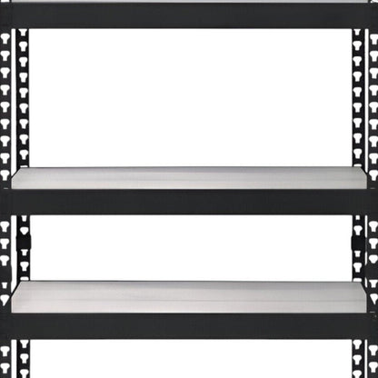 48" Black And Natural Metal and Wood Adjustable Four Tier Bookcase HomeRoots