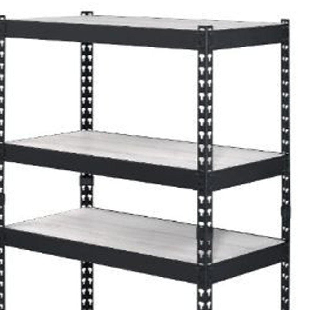 48" Brown and Black Metal Adjustable Four Tier Bookcase - FurniFindUSA