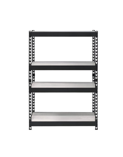 48" Black And Natural Metal and Wood Adjustable Four Tier Bookcase HomeRoots