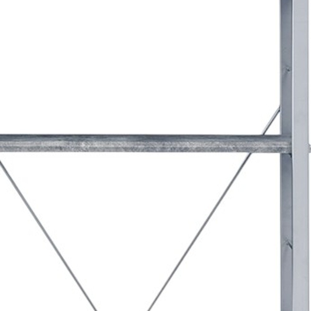 54" Gray And Silver Metal and Wood Four Tier Etagere Bookcase — view 3