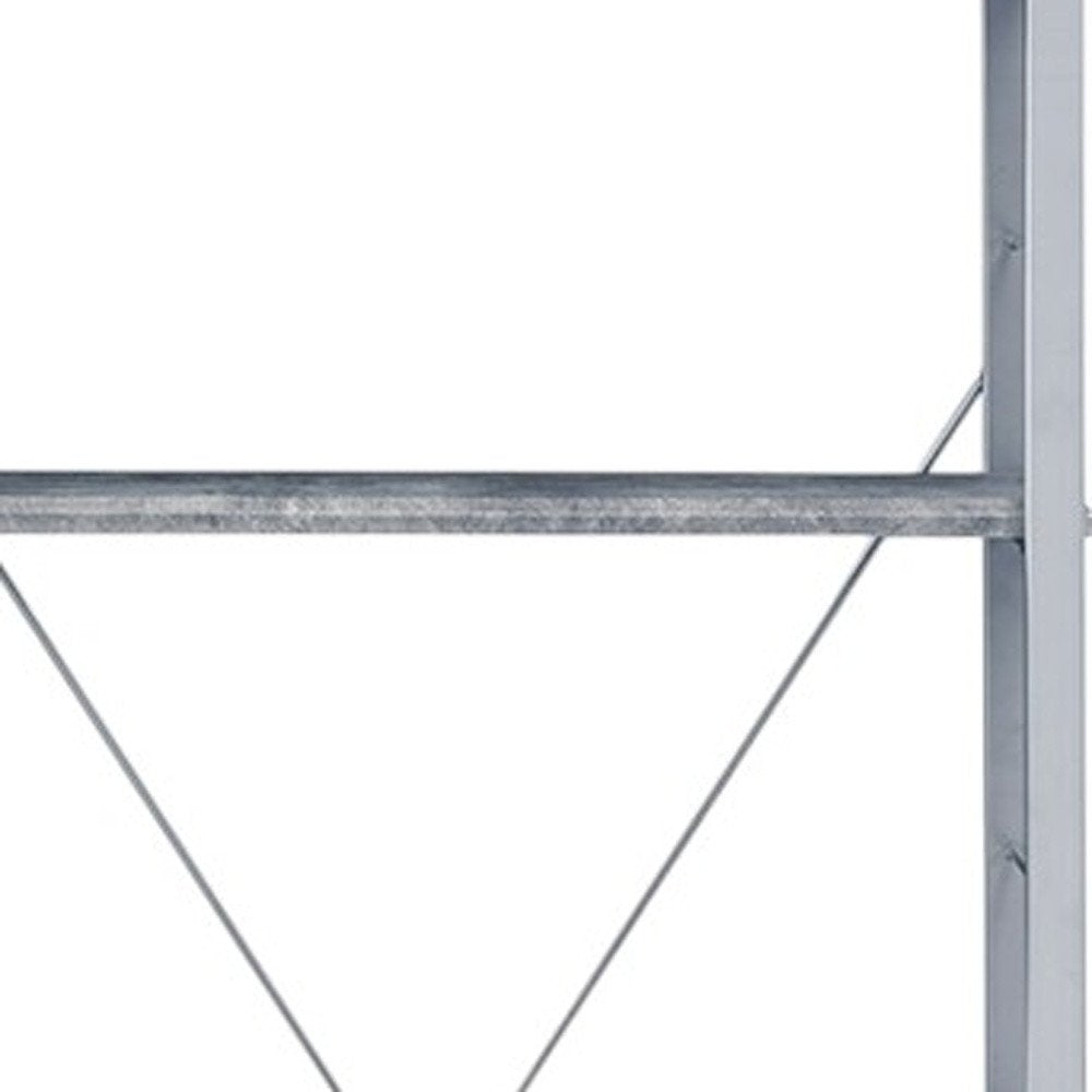 54" Gray And Silver Metal and Wood Four Tier Etagere Bookcase HomeRoots