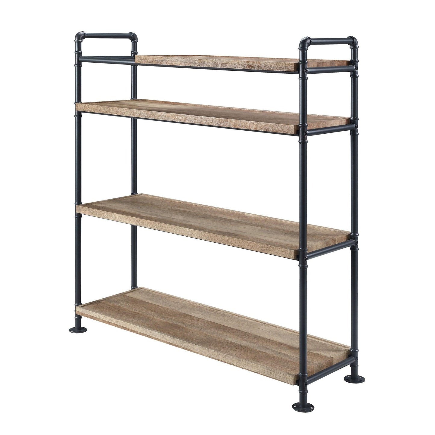 49" Brown and Black Metal Four Tier Etagere Bookcase - FurniFindUSA