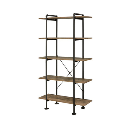 73" Brown And Black Metal Five Tier Etagere Bookcase HomeRoots