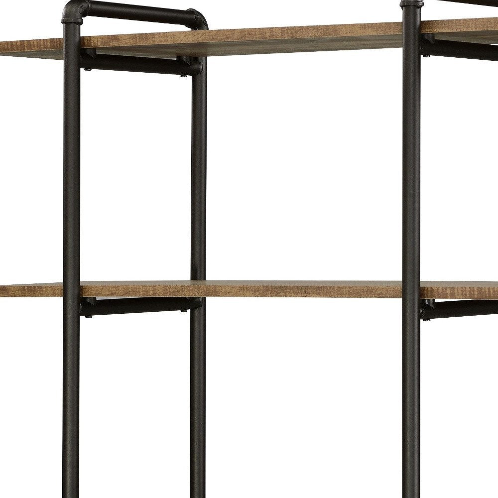 73" Brown And Black Metal Five Tier Etagere Bookcase HomeRoots