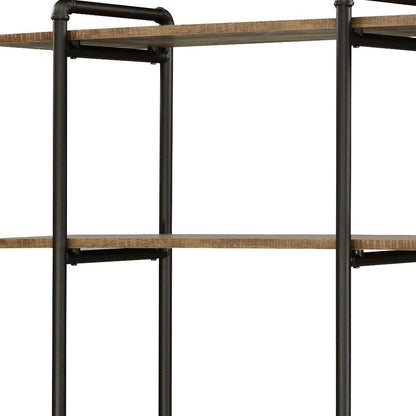 73" Brown And Black Metal Five Tier Etagere Bookcase HomeRoots